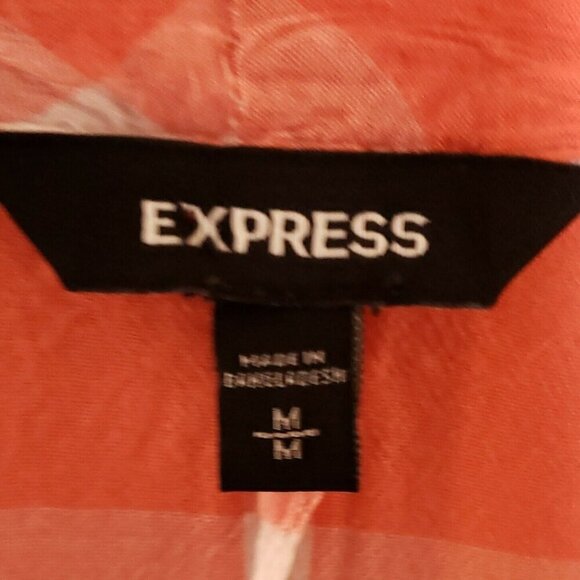 Express Womens Orange White Check Short Dolman Sleeve Front Tie Cropped Top... - Picture 6 of 7